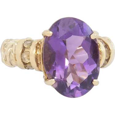 10K Yellow Gold 5.00ct Amethyst & Diamond Dinner … - image 1