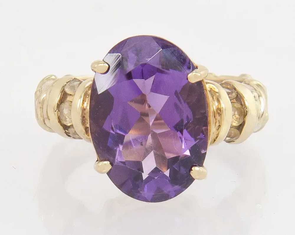 10K Yellow Gold 5.00ct Amethyst & Diamond Dinner … - image 2