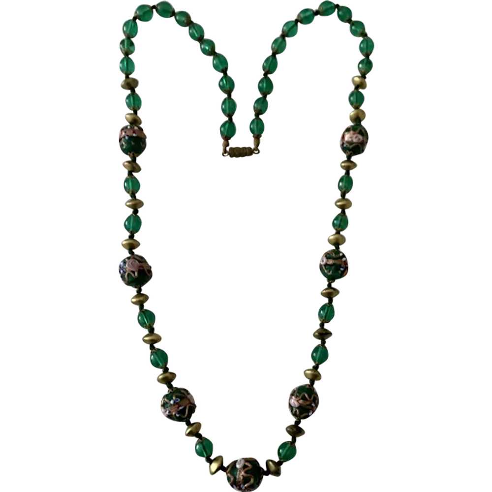 Gorgeous Deep Green Venetian Bead Necklace - Wedd… - image 1