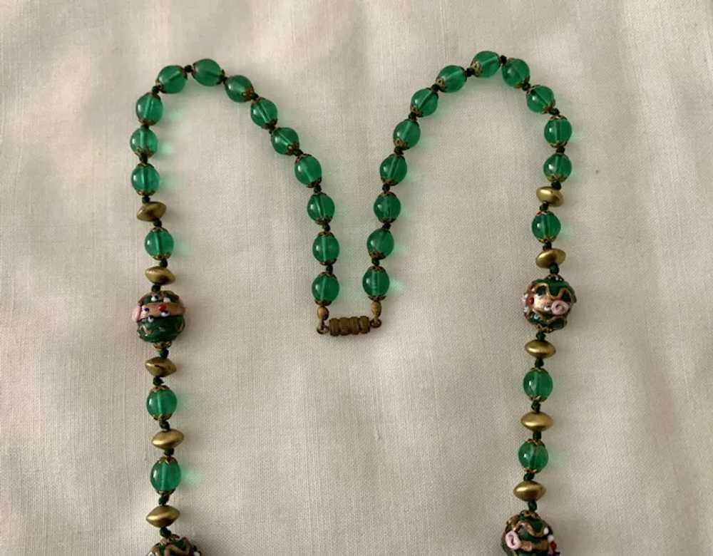 Gorgeous Deep Green Venetian Bead Necklace - Wedd… - image 2