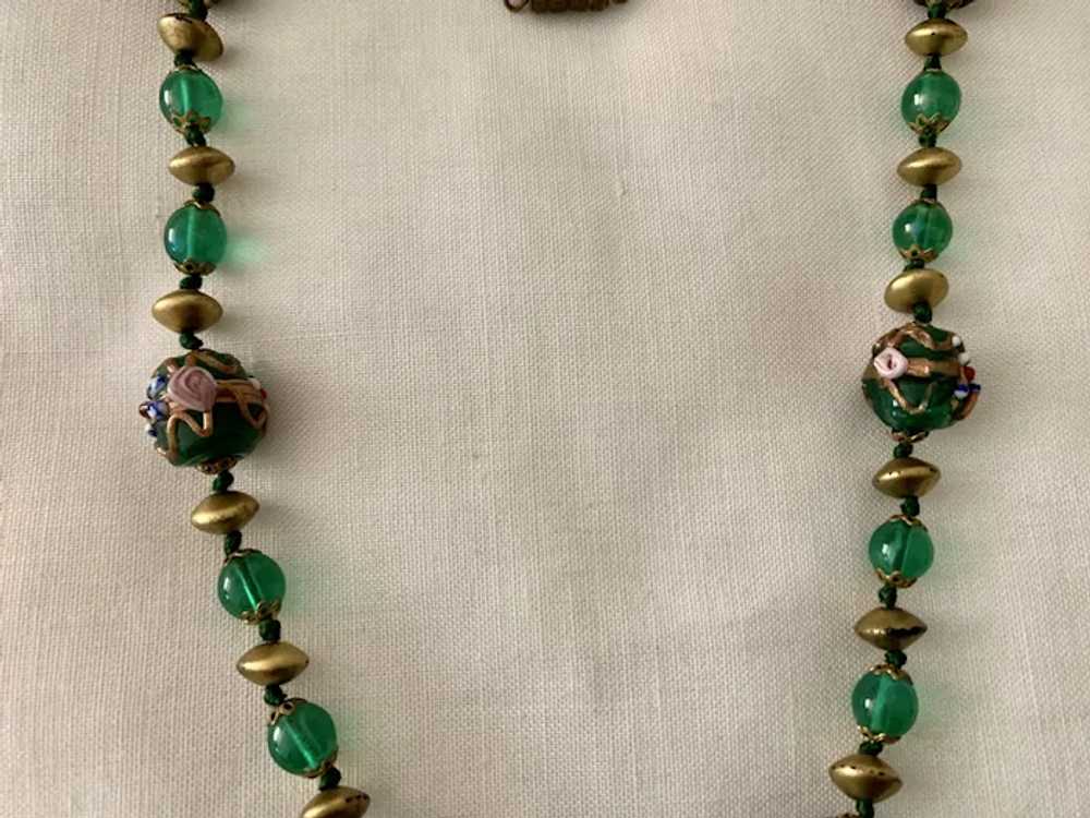 Gorgeous Deep Green Venetian Bead Necklace - Wedd… - image 3