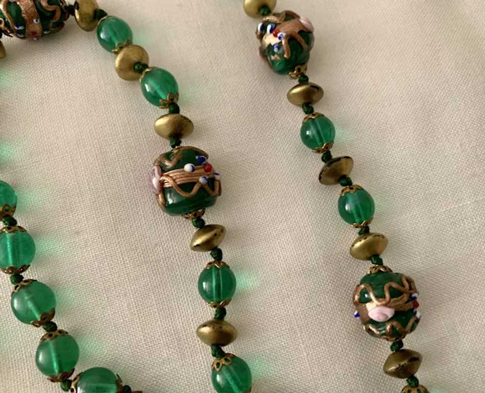 Gorgeous Deep Green Venetian Bead Necklace - Wedd… - image 5