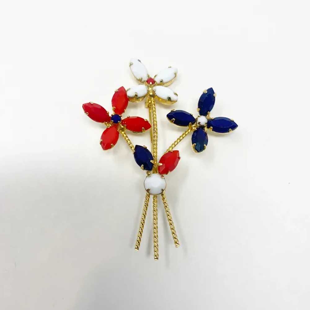 740 vintage Patriotic Unsigned Earrings and Brooc… - image 5