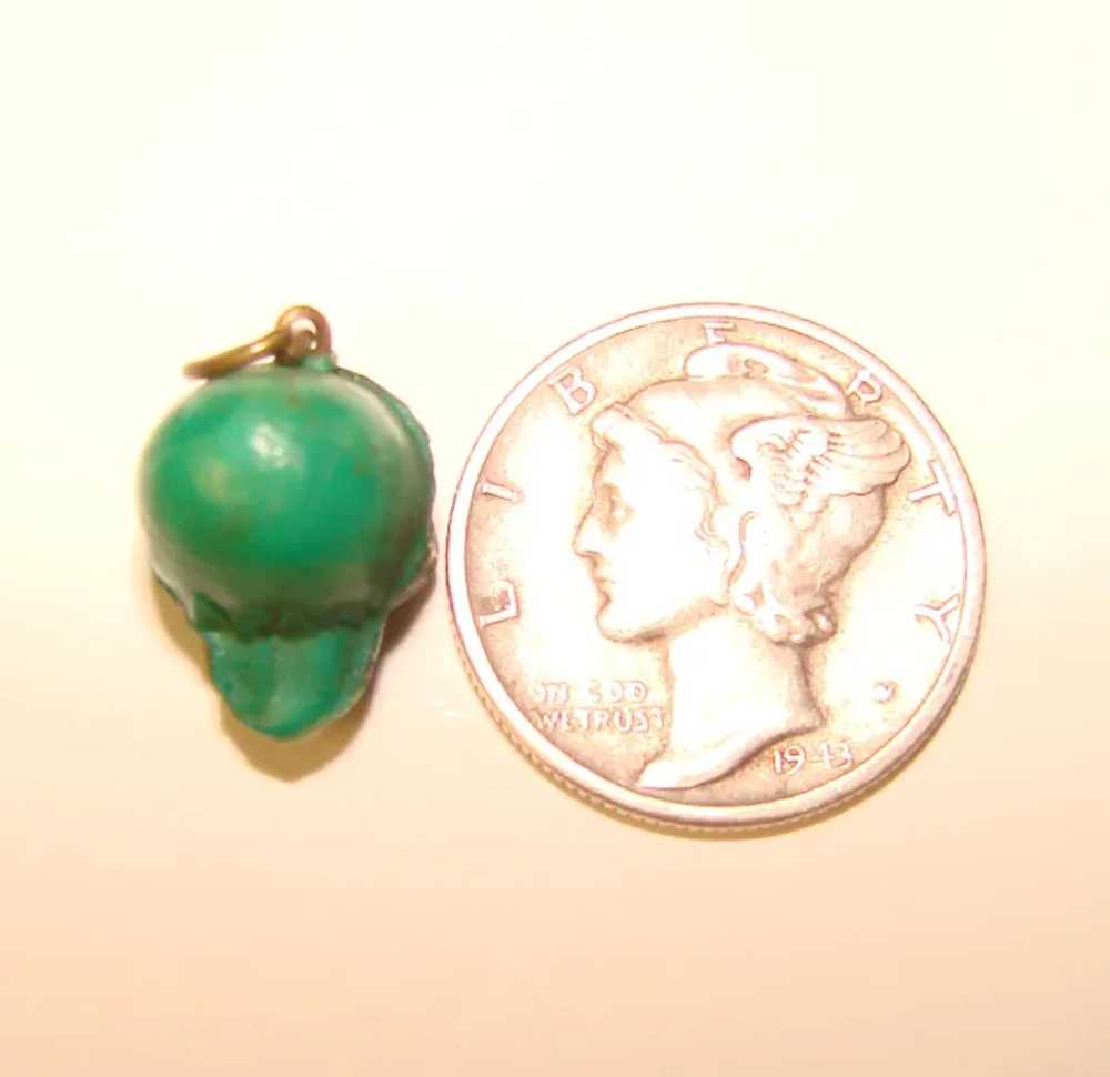 Awesome GREEN SKULL Vintage Celluloid Charm - image 2