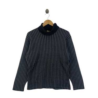 〔archive〕90s agnès b. striped turtleneck black & beige striped Transformable t-shirt