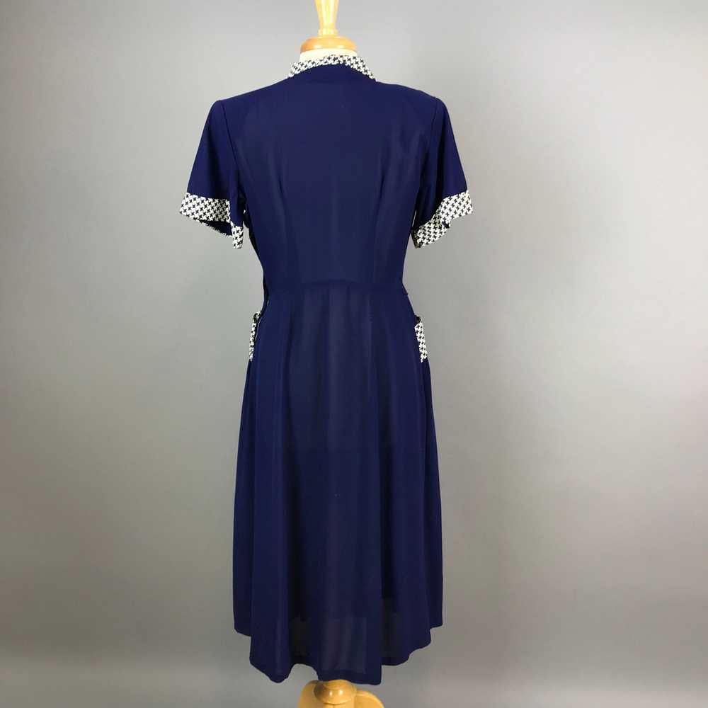 Navy Day Dress With Houndstooth Trim (XL) - image 6