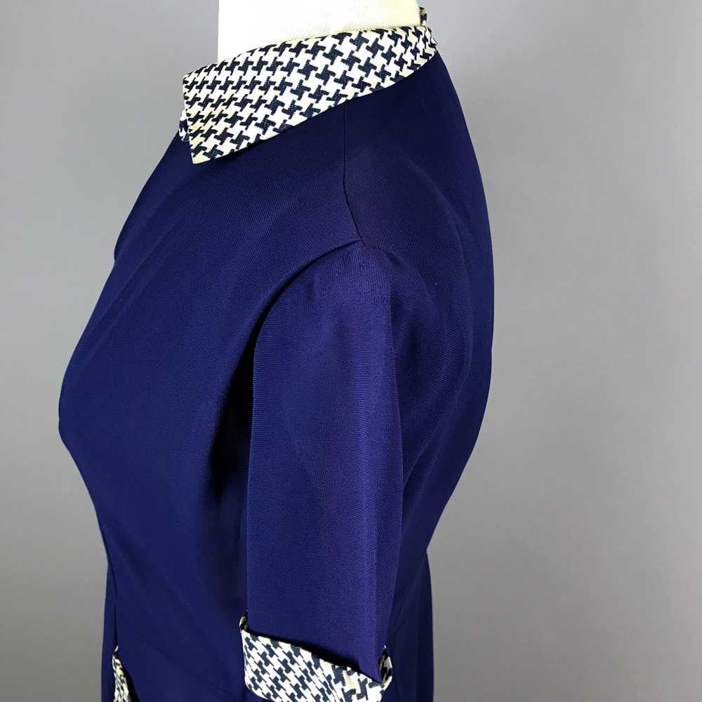 Navy Day Dress With Houndstooth Trim (XL) - image 7