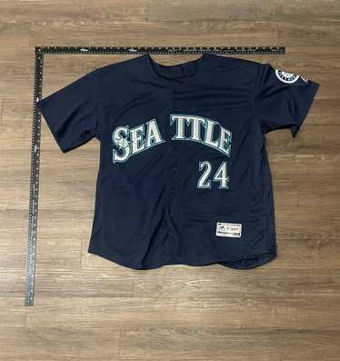 Men's Ken Griffey Seattle Mariners Authentic Navy Blue Flexbase Collection  Jersey by Majestic