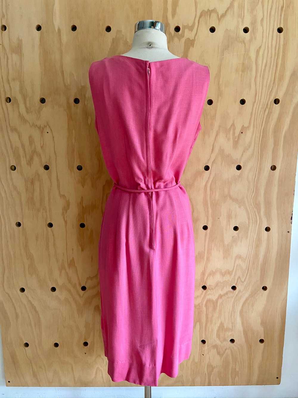 1960s Pink Linen Dress (M) - image 8