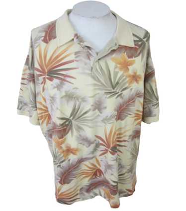 Vintage Caribbean Joe Men Hawaiian Polo shirt flor