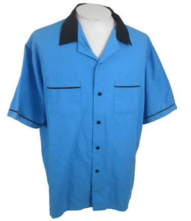 Vintage Cruisin USA Men bowling shirt blue black r