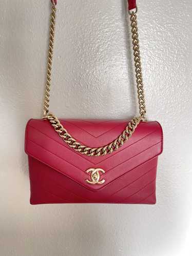 Chanel Coco Chevron Flap Bag Stitched Calfskin Sma