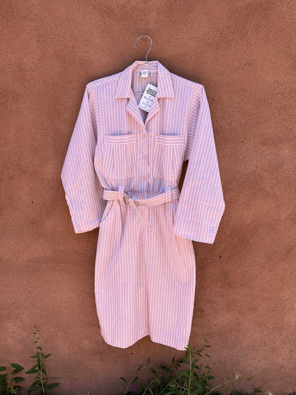 Light Pink Striped Belt Dress - image 1