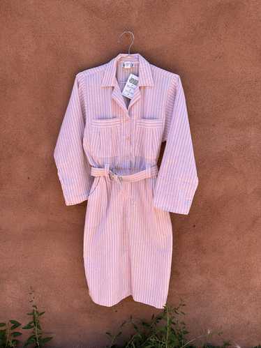 Light Pink Striped Belt Dress