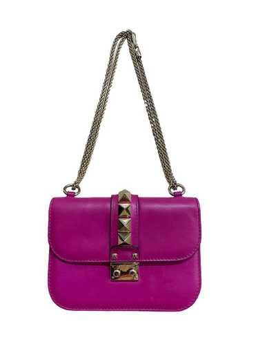 Valentino Fuschia Glam Lock Studded Shoulder Bag