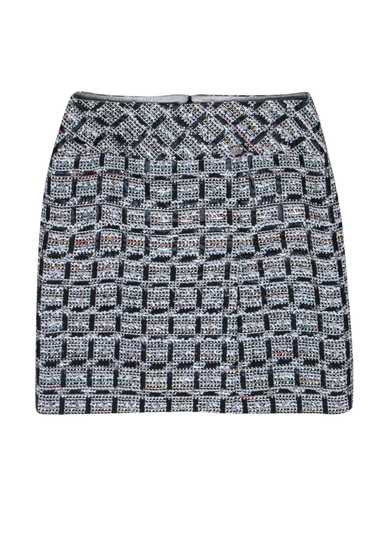 Chanel - Black & White Tweed Slit Front Mini Skir… - image 1