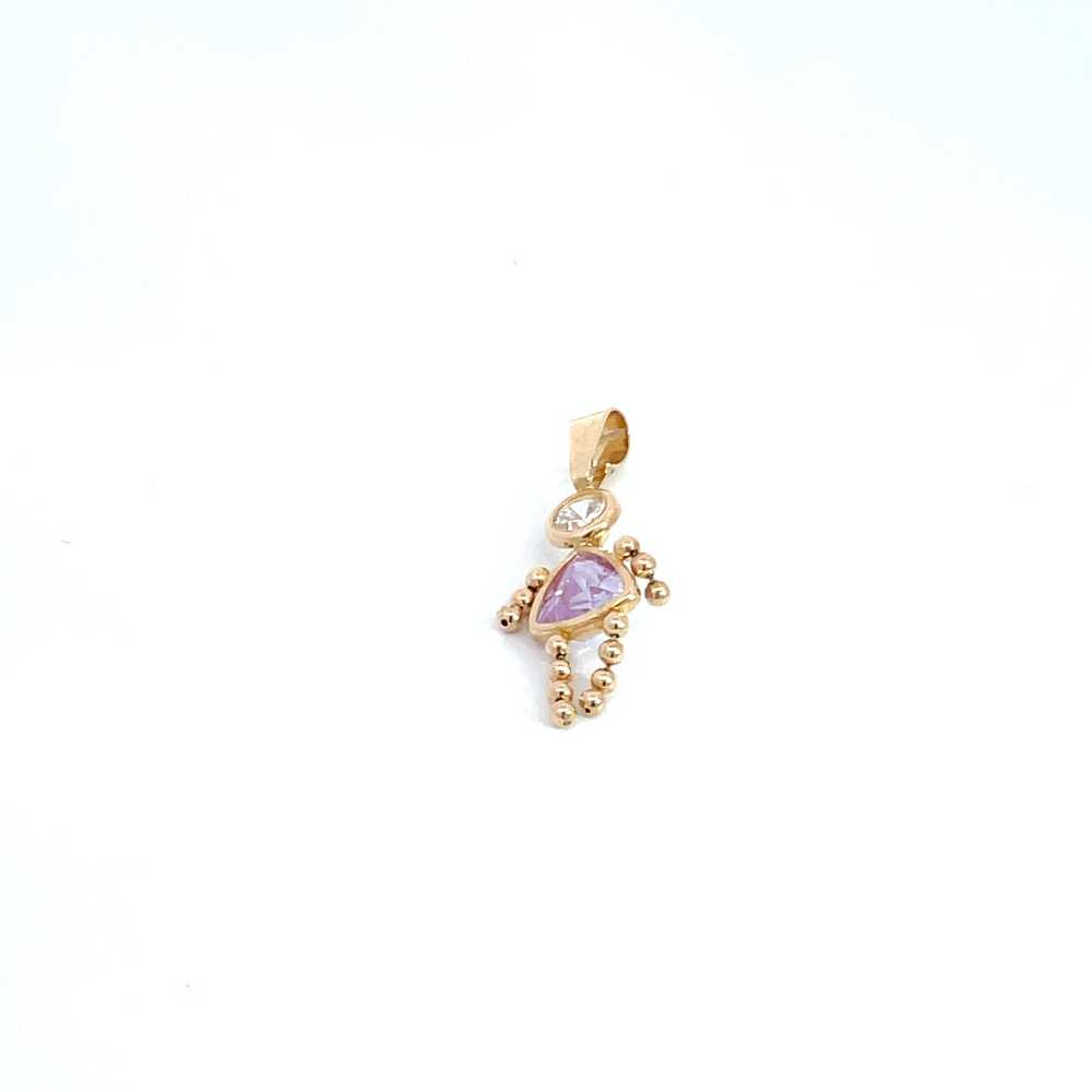 14K Yellow Gold Purple Iridescent CZ June Birthst… - image 1