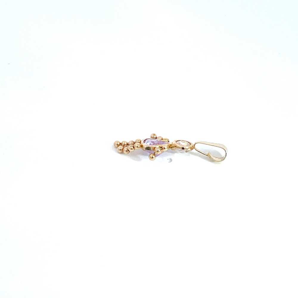 14K Yellow Gold Purple Iridescent CZ June Birthst… - image 2