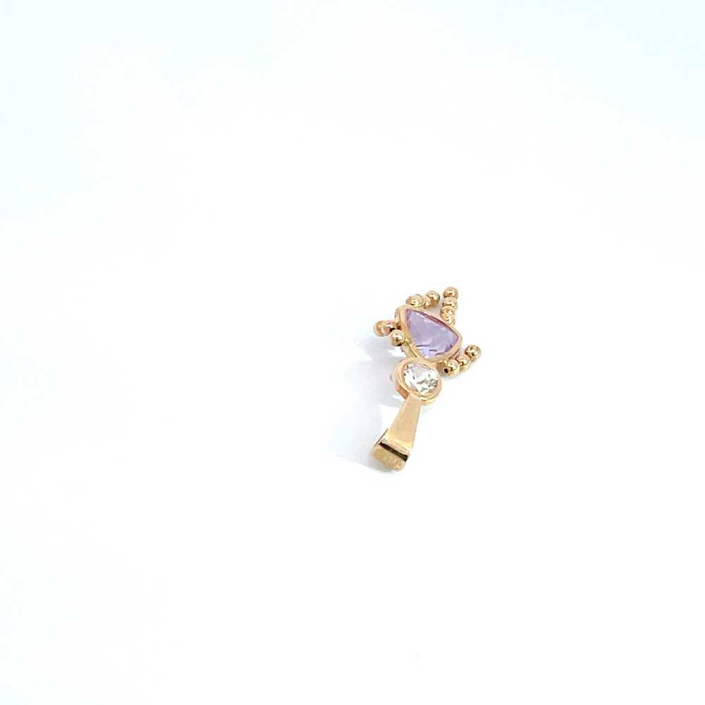 14K Yellow Gold Purple Iridescent CZ June Birthst… - image 3