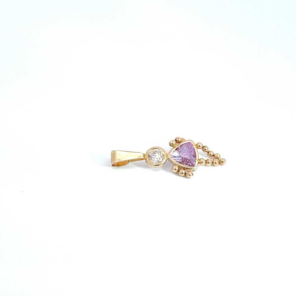 14K Yellow Gold Purple Iridescent CZ June Birthst… - image 4