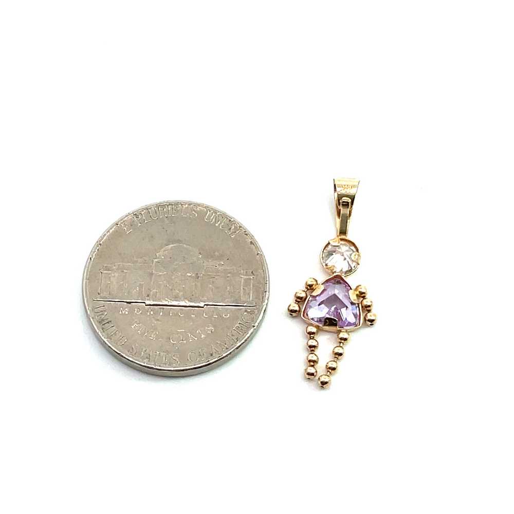 14K Yellow Gold Purple Iridescent CZ June Birthst… - image 5