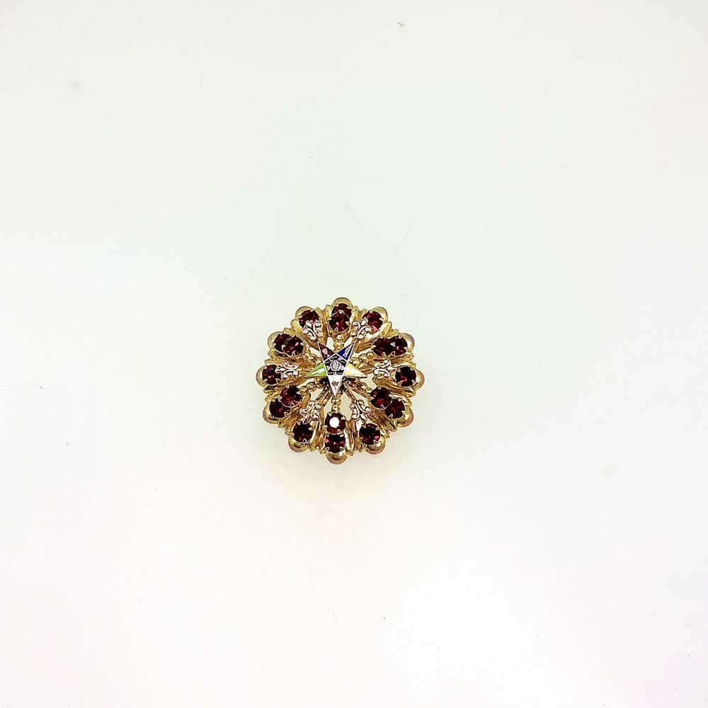 Gold-Tone Vintage Eastern Star with Red Rhineston… - image 2