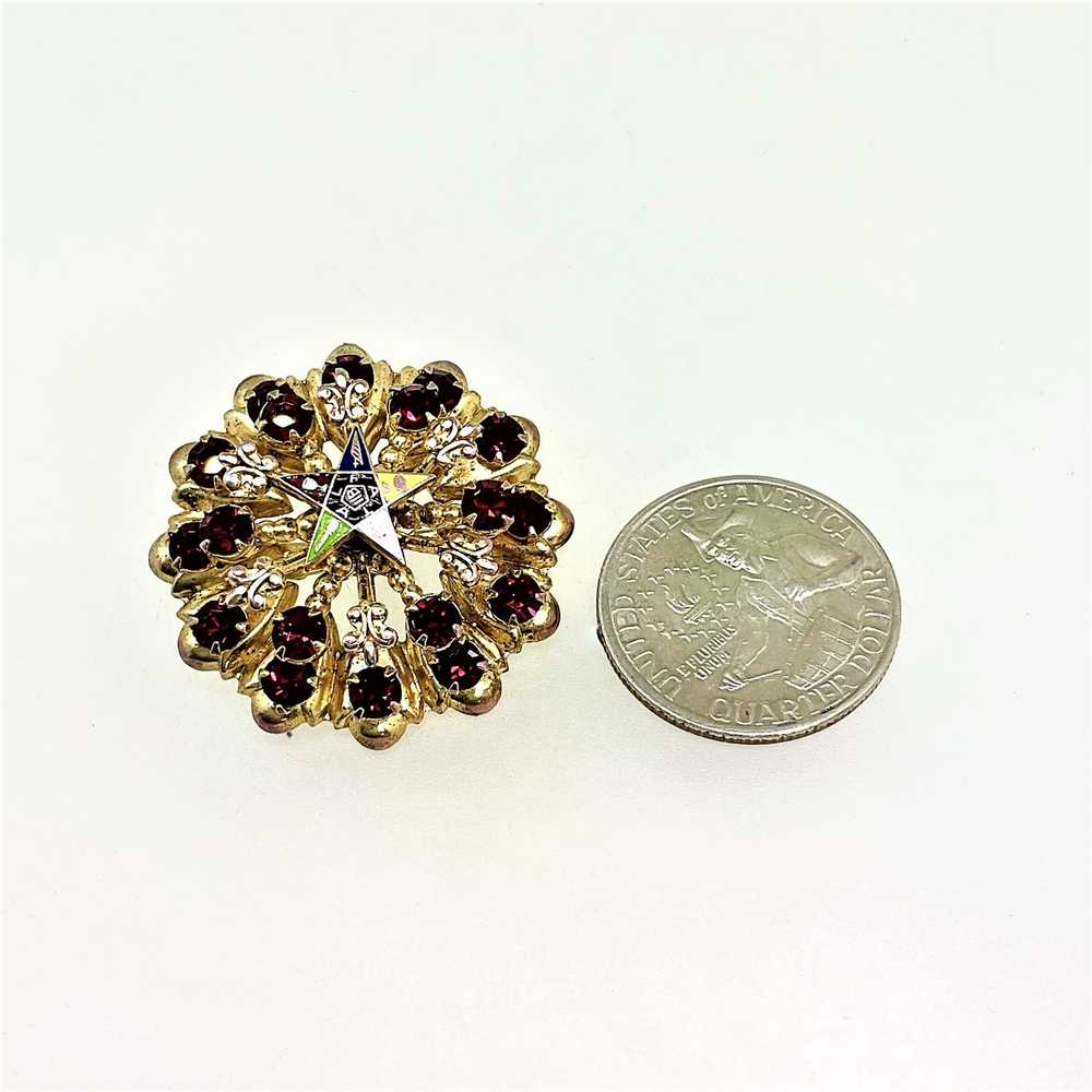 Gold-Tone Vintage Eastern Star with Red Rhineston… - image 6