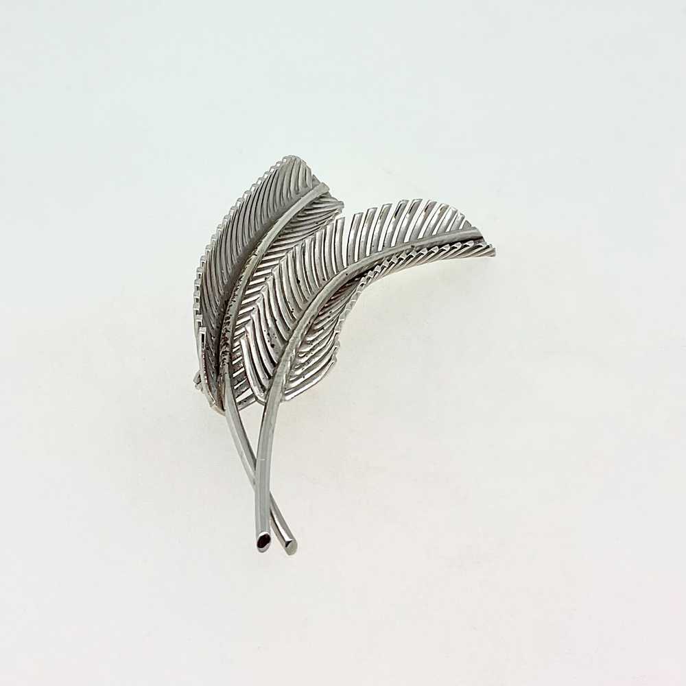 Vintage Wells Sterling Silver Leaf Brooch Pin - image 1