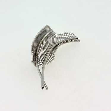 Vintage Wells Sterling Silver Leaf Brooch Pin - image 1