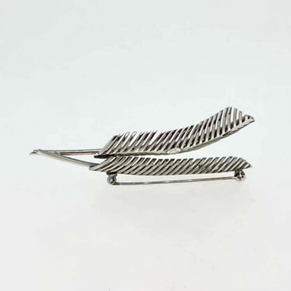 Vintage Wells Sterling Silver Leaf Brooch Pin - image 2