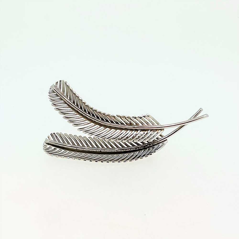 Vintage Wells Sterling Silver Leaf Brooch Pin - image 3