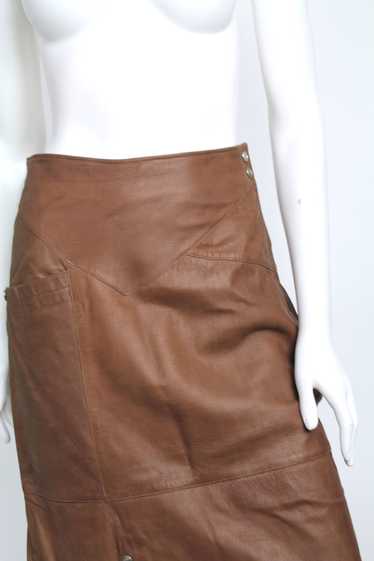 1980s Bruno Magli Leather Utility Skirt