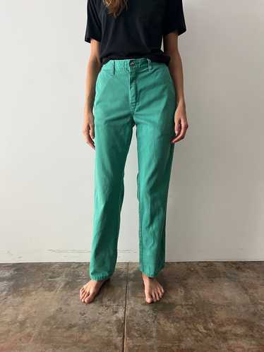 70s/80s Green Cotton Work Pants - image 1