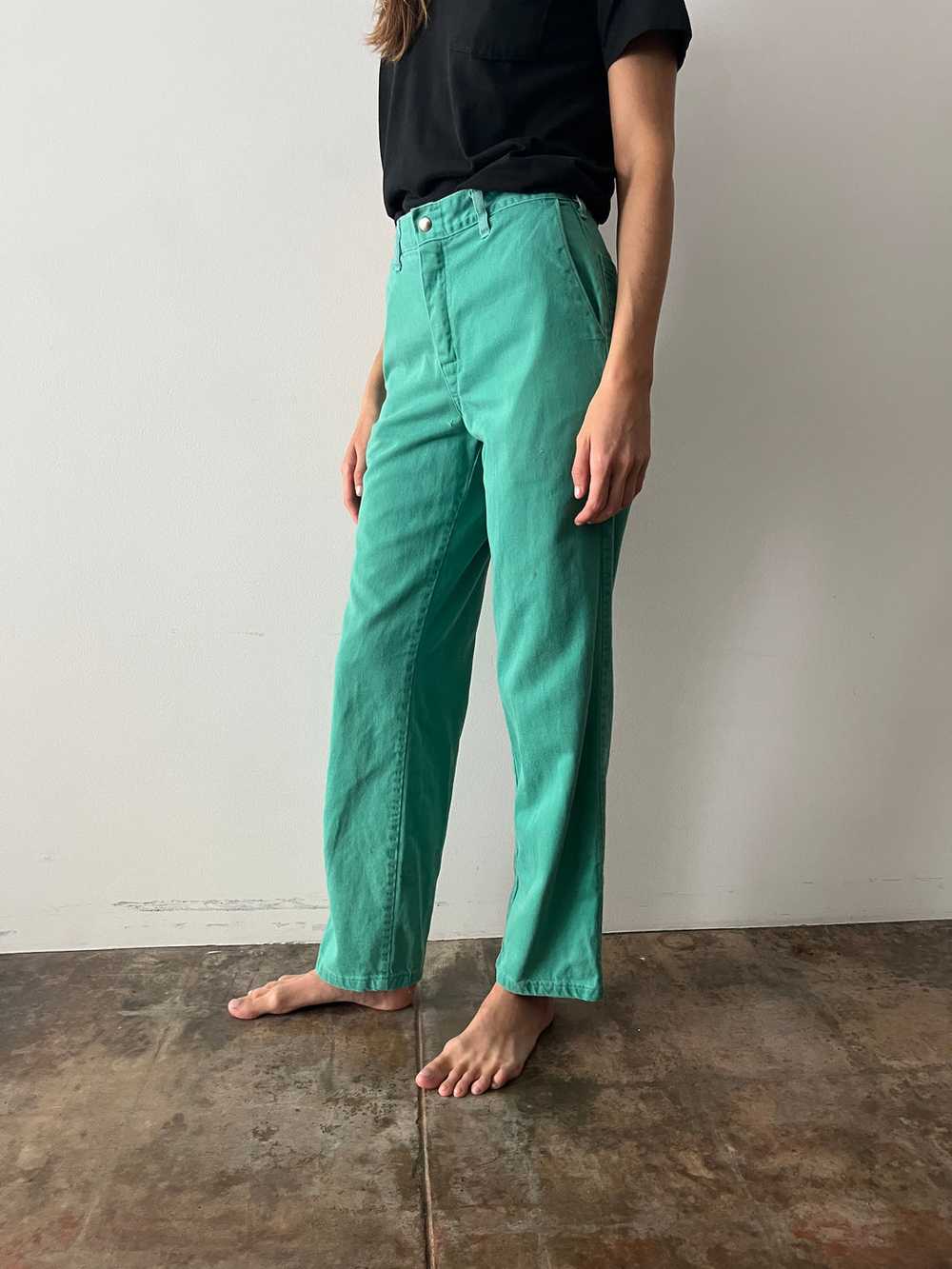 70s/80s Green Cotton Work Pants - image 2