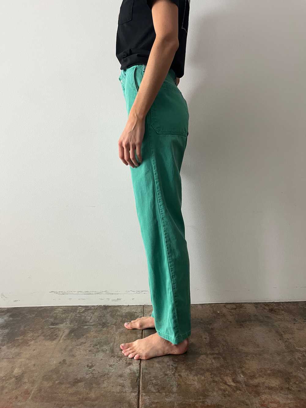 70s/80s Green Cotton Work Pants - image 3
