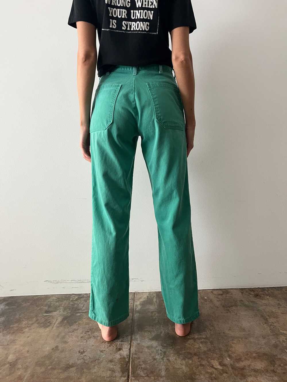 70s/80s Green Cotton Work Pants - image 4