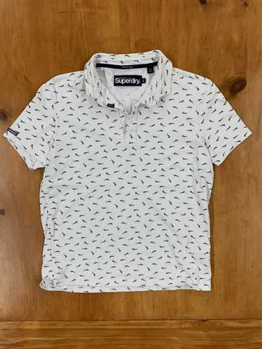 Vintage Superdry Fish Overprint Polo Shirt