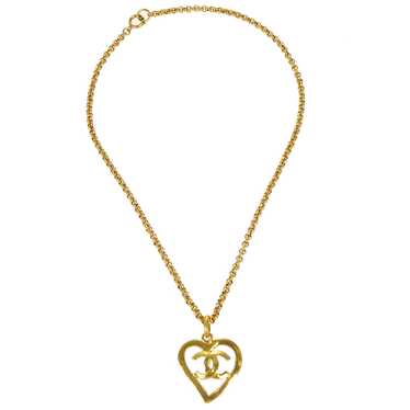 CHANEL Heart Gold Chain Necklace 95P 48540 - image 1