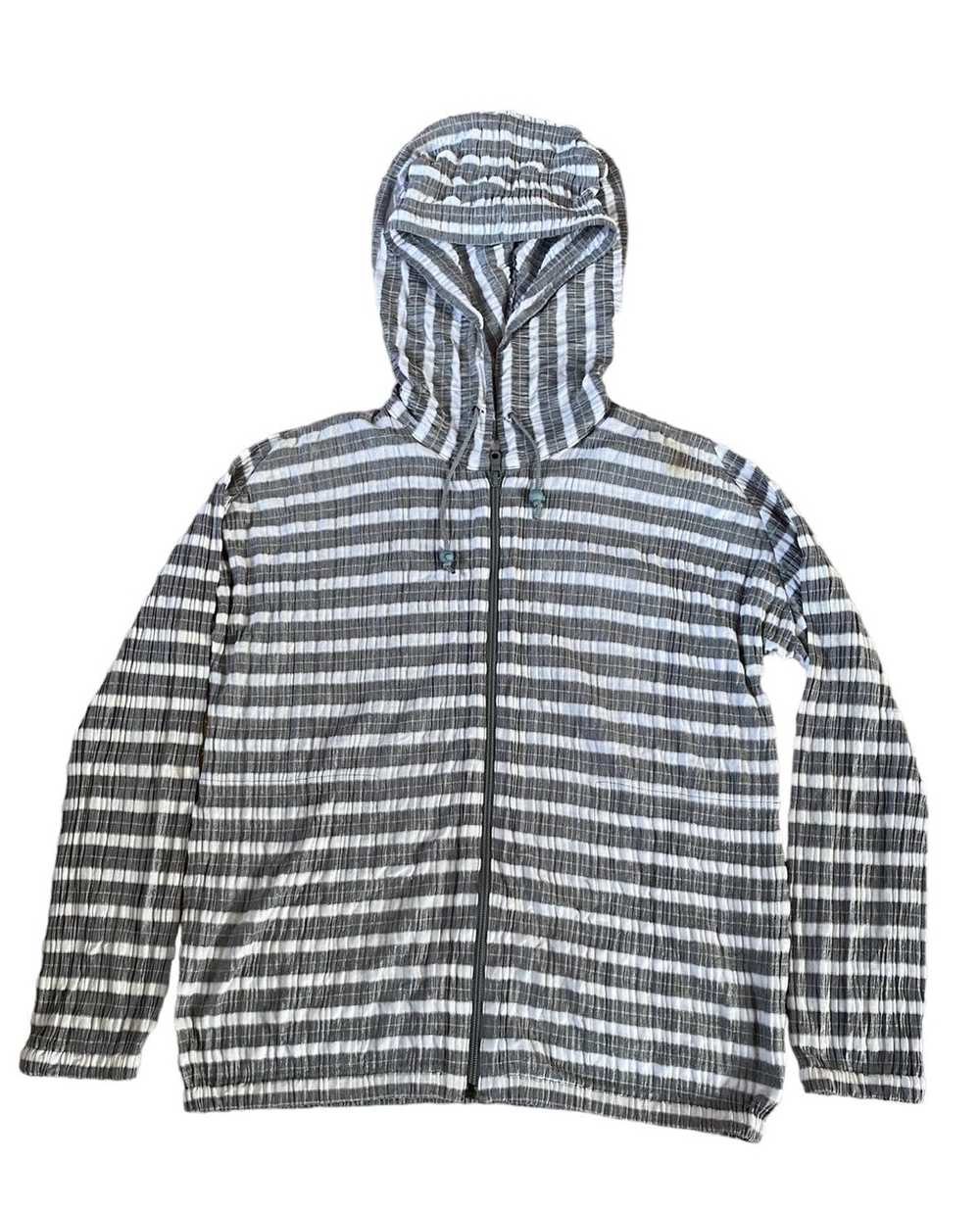 Pleats Please Issey Miyake × Vintage Vintage Issey Miyake Pleats Please Striped Hoodie Jacket