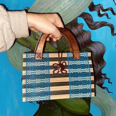 Handmade × Vintage Quirky Bamboo Hand Bag With Wo… - image 1