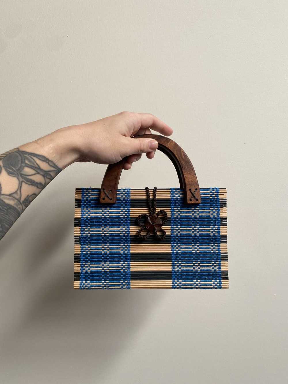 Handmade × Vintage Quirky Bamboo Hand Bag With Wo… - image 4