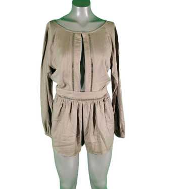 Other TOBI Romper Khaki Scoop Neck Long Sleeve Cu… - image 1