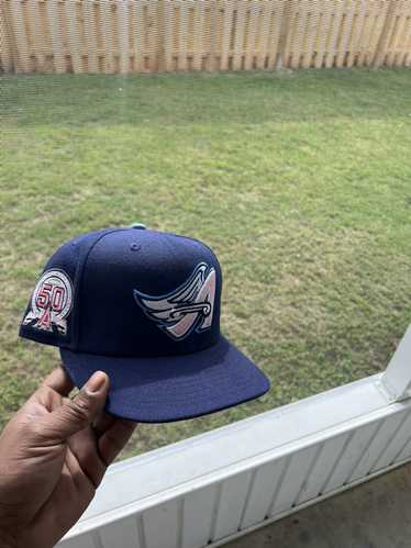 New Era 59FIFTY Los Angeles Angels Logo Patch Alternate Pinstripe Rail Jersey Hat - White, Light Navy White/Light Navy / 7 7/8