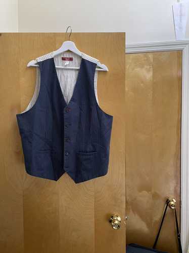 Original Penguin Navy Pinstripe Buttoned Vest