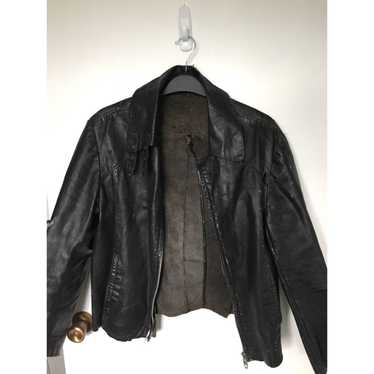 Vintage Vintage M Trashed 80s Leather Punk Jacket… - image 1