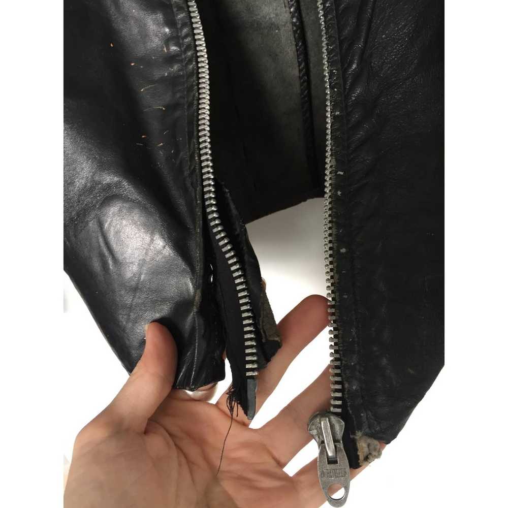 Vintage Vintage M Trashed 80s Leather Punk Jacket… - image 3