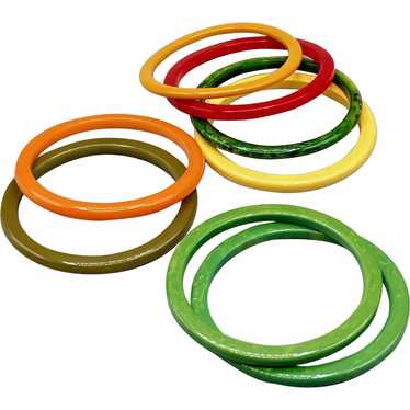 Assortment of Bakelite Spacers Bangles Colorful S… - image 1
