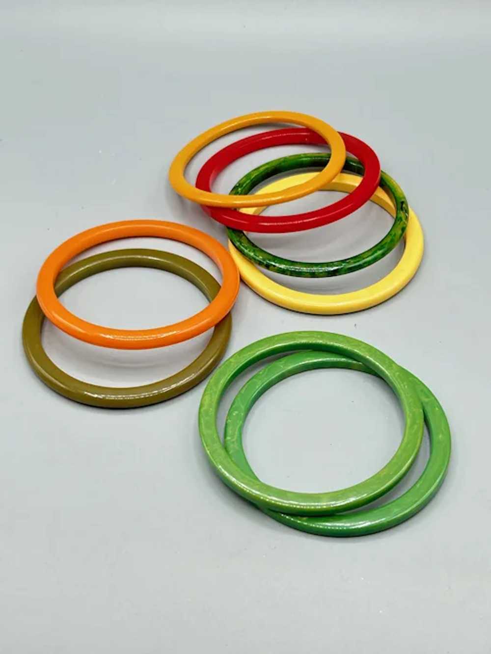 Assortment of Bakelite Spacers Bangles Colorful S… - image 2