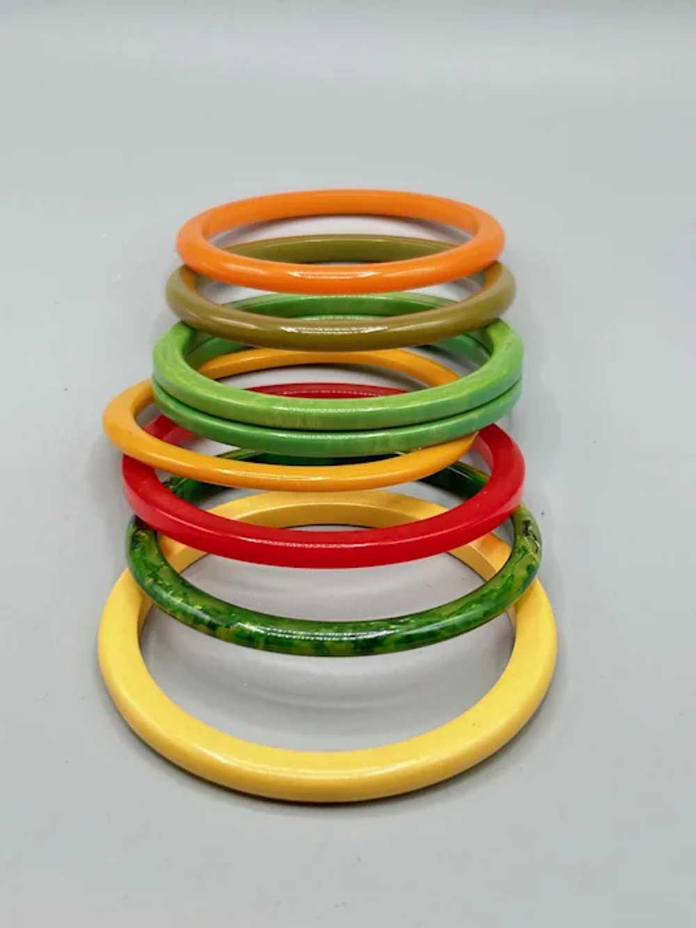 Assortment of Bakelite Spacers Bangles Colorful S… - image 3