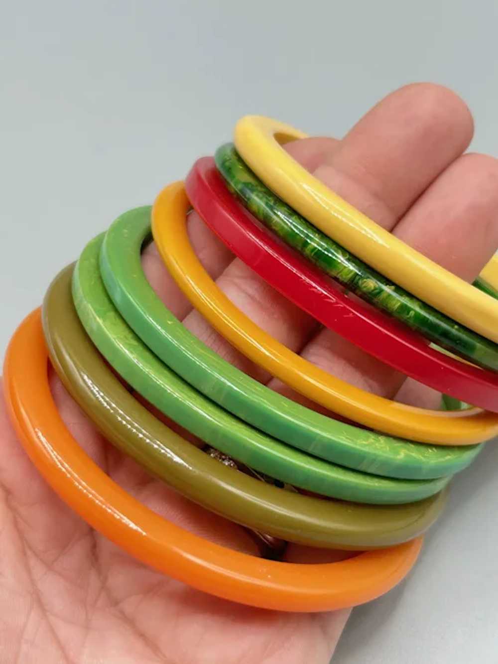 Assortment of Bakelite Spacers Bangles Colorful S… - image 4